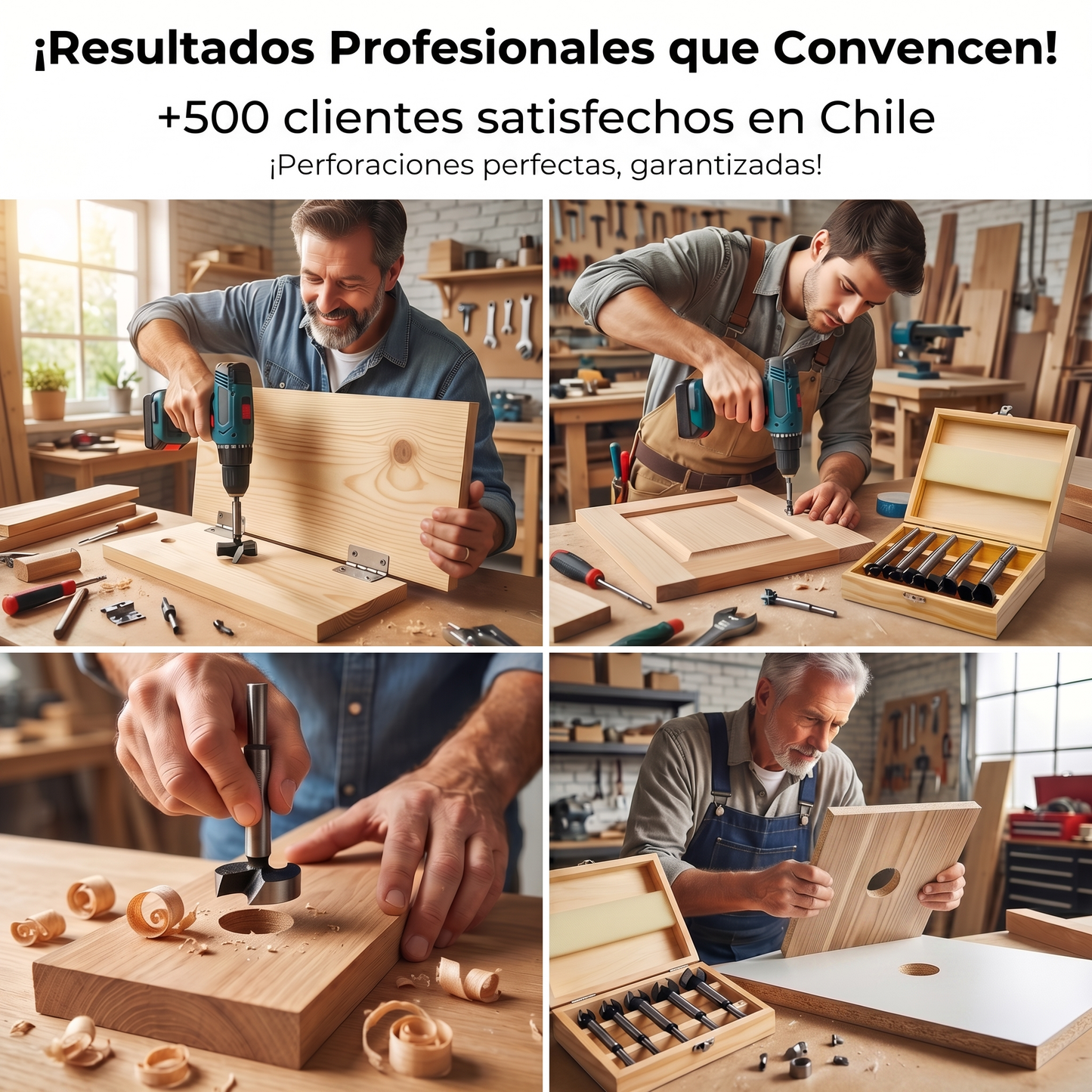 KIT 5 BROCAS FORSTNER - MADERA - ALTA PRESICION - CON ESTUCHE