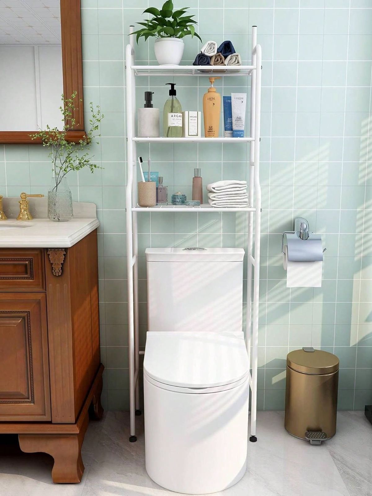 Mueble Organizador de Baño (Metal Blanco)