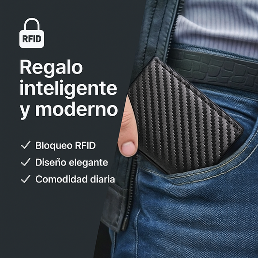 Billetera minimalista anti clonación con bloqueo RFID