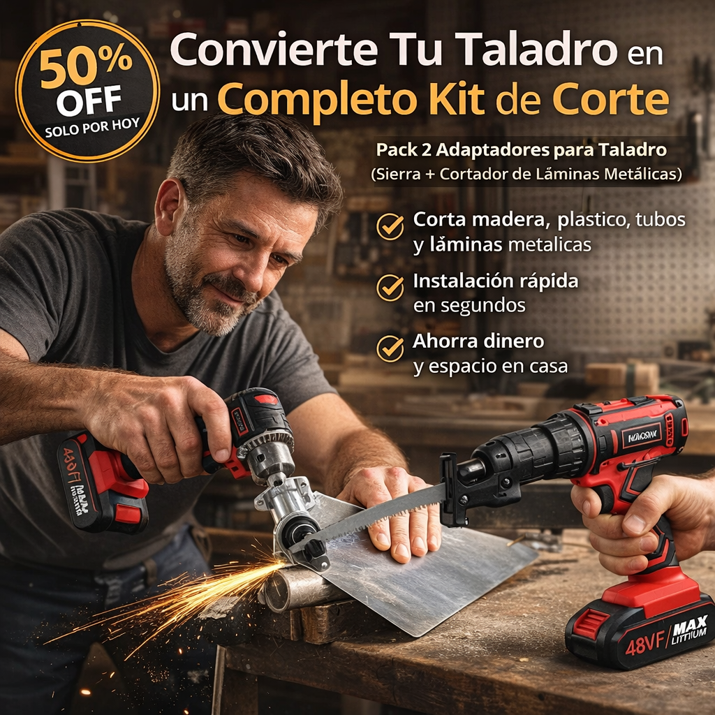 ¡Pack Maestro para taladro - Cortador de Metal + Adaptador de Sierral!