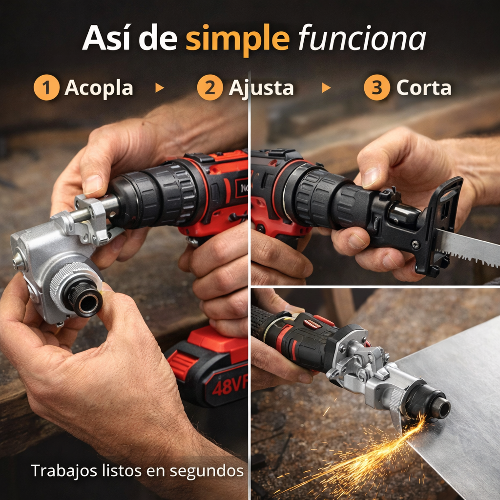 ¡Pack Maestro para taladro - Cortador de Metal + Adaptador de Sierral!