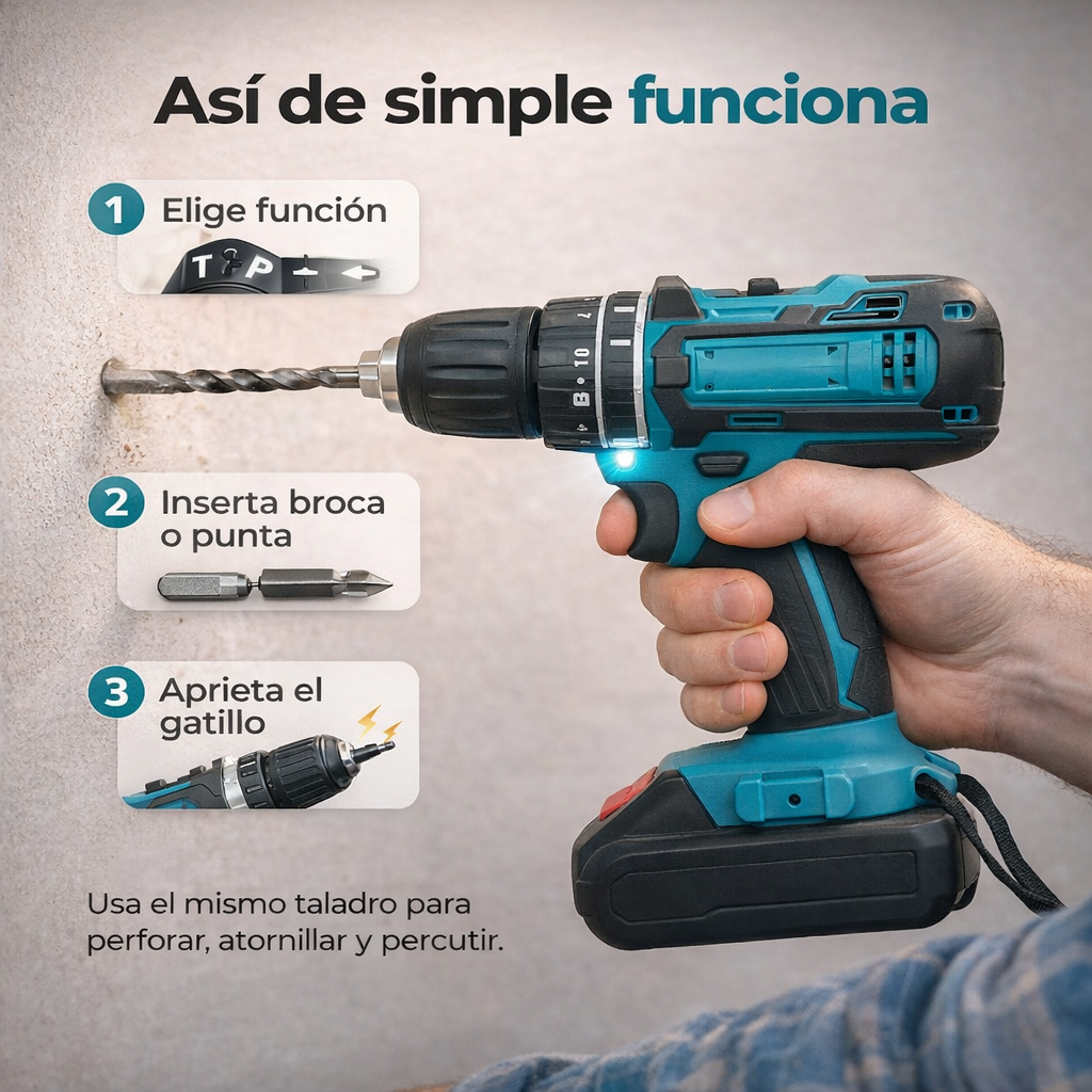 FixMaster Pro™ Taladro Inalámbrico 3 en 1 con Doble Batería