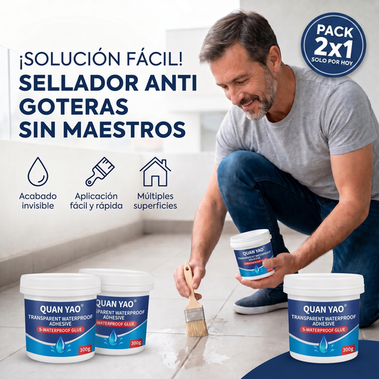 Pack 2x1 Sellador Transparente Anti GOTERAS (2 potes x 300g)