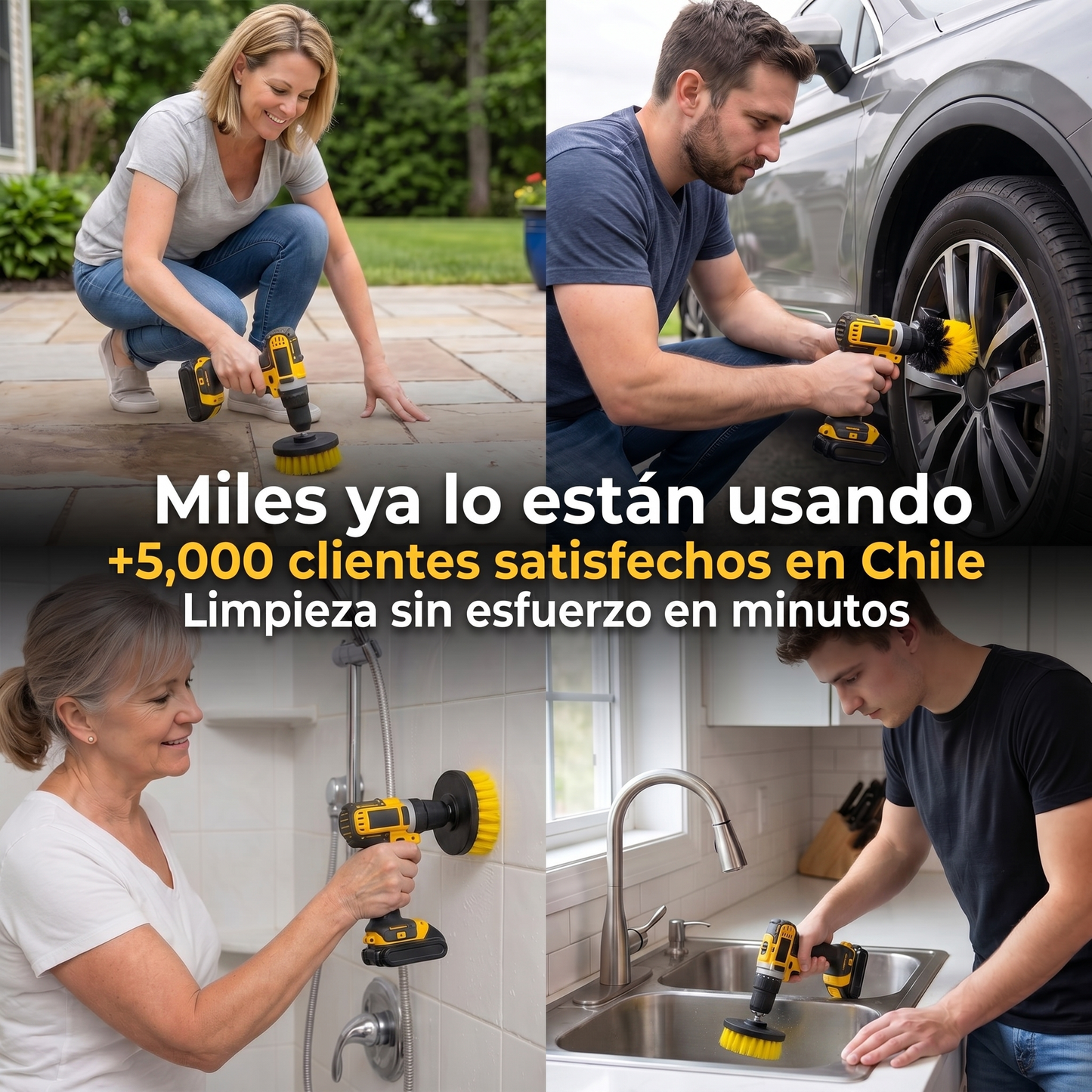 TurboBrush 4 en 1 - Set de 4 Cepillos de Limpieza para Taladro