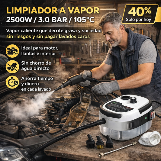 Limpiador a vapor portátil 2500W / 3.0 BAR / 105°C / 1200 ml