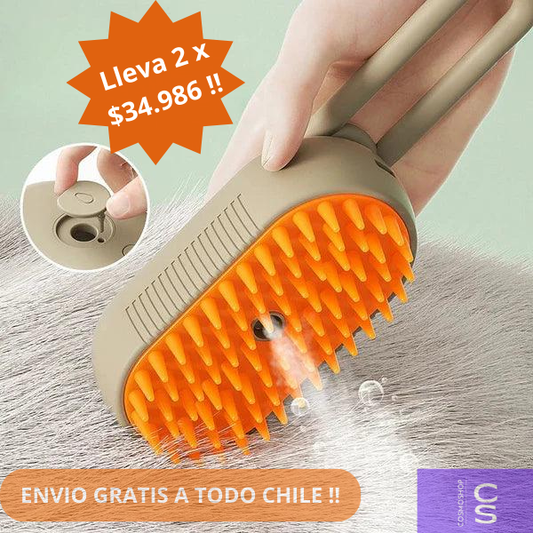 🐾 Cepillo Vaporizador 3 en 1 para Perros y Gatos