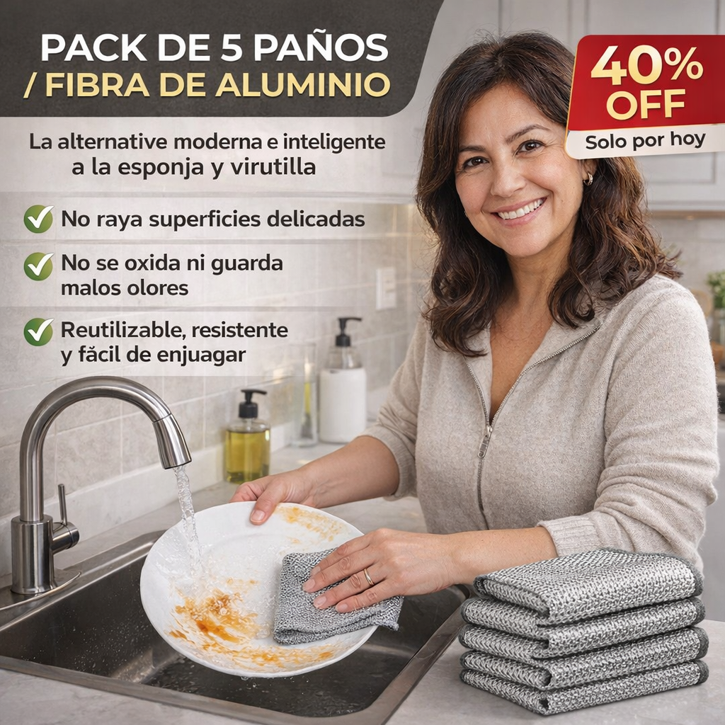PACK 5 PAÑOS / FIBRA DE ALUMINIO - modernidad en tu cocina