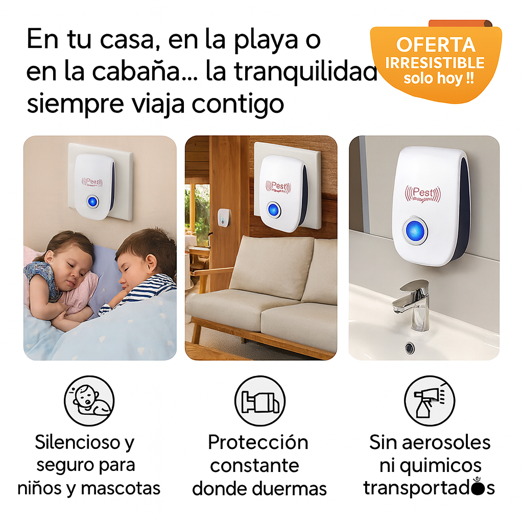 Repelente Ultrasónico Pest Reject ® aleja insectos y roedores