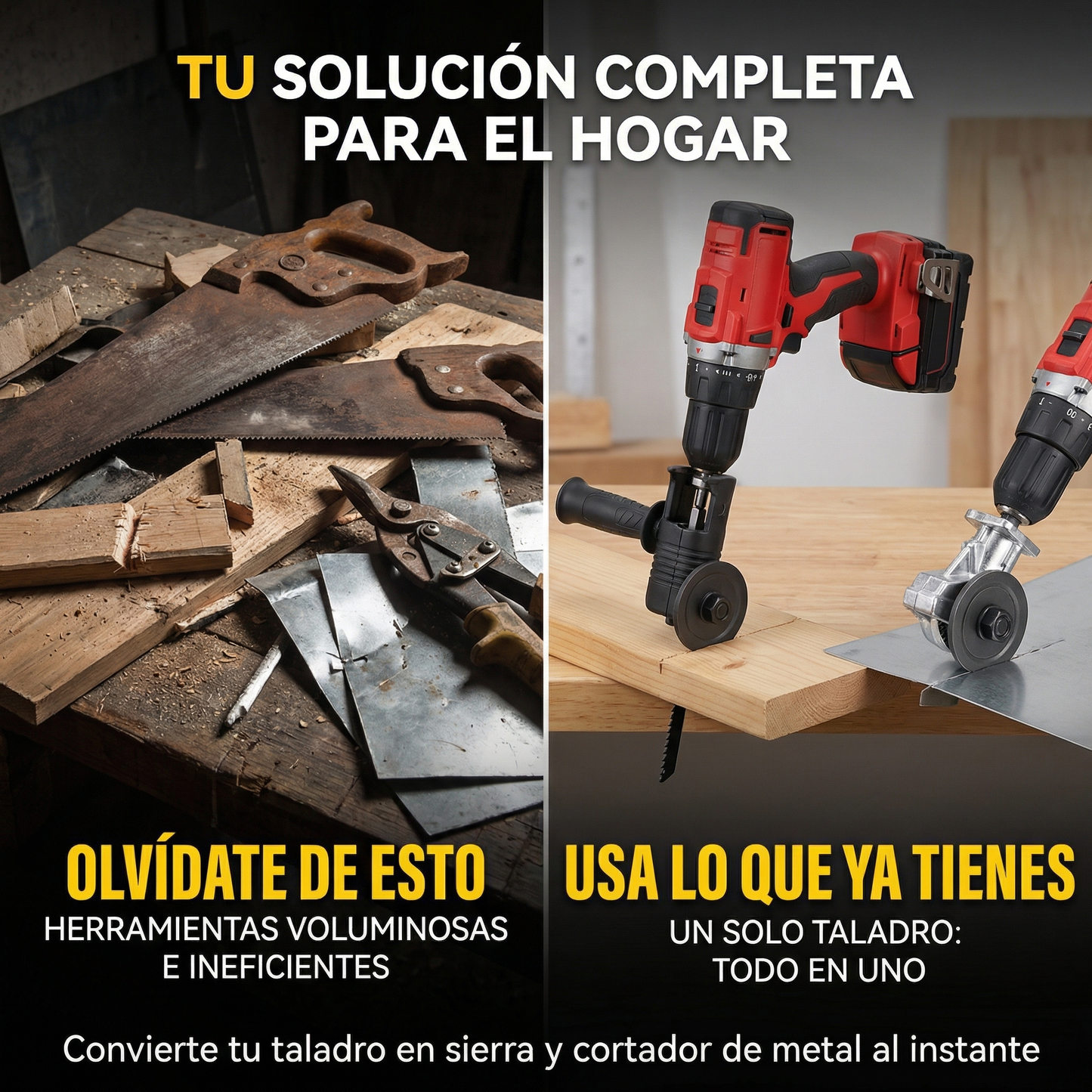 ¡Pack Maestro para taladro - Cortador de Metal + Adaptador de Sierral!