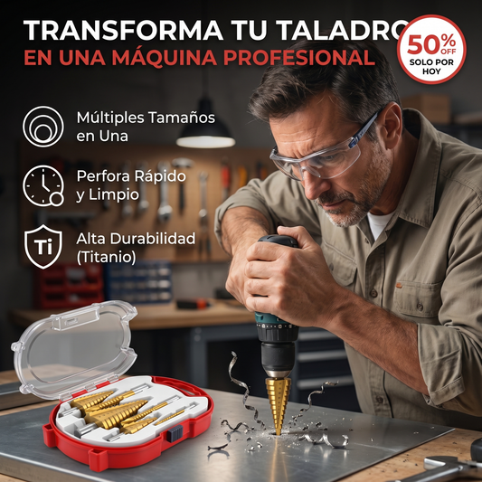 Kit Maestro Titanio Pro™ | 6 Brocas Escalonadas Para Taladro