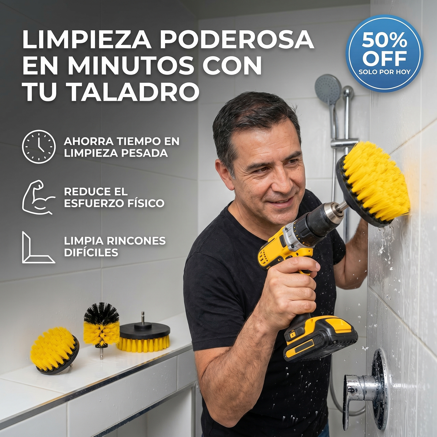 TurboBrush 4 en 1 - Set de 4 Cepillos de Limpieza para Taladro