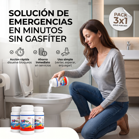 PACK 3x1 Destapador de Cañerías (3 potes de 110g) DestapaMax Emergencia