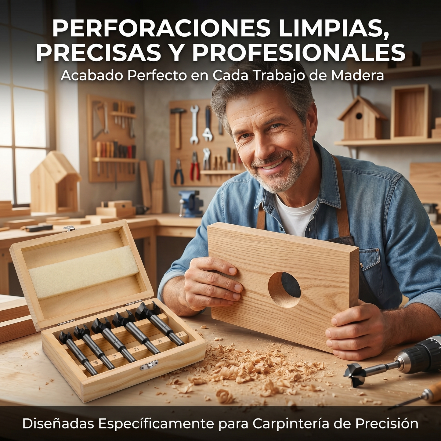 ESTUCHE DE BROCAS FORSTNER - MADERA - ACABADO PERFECTO