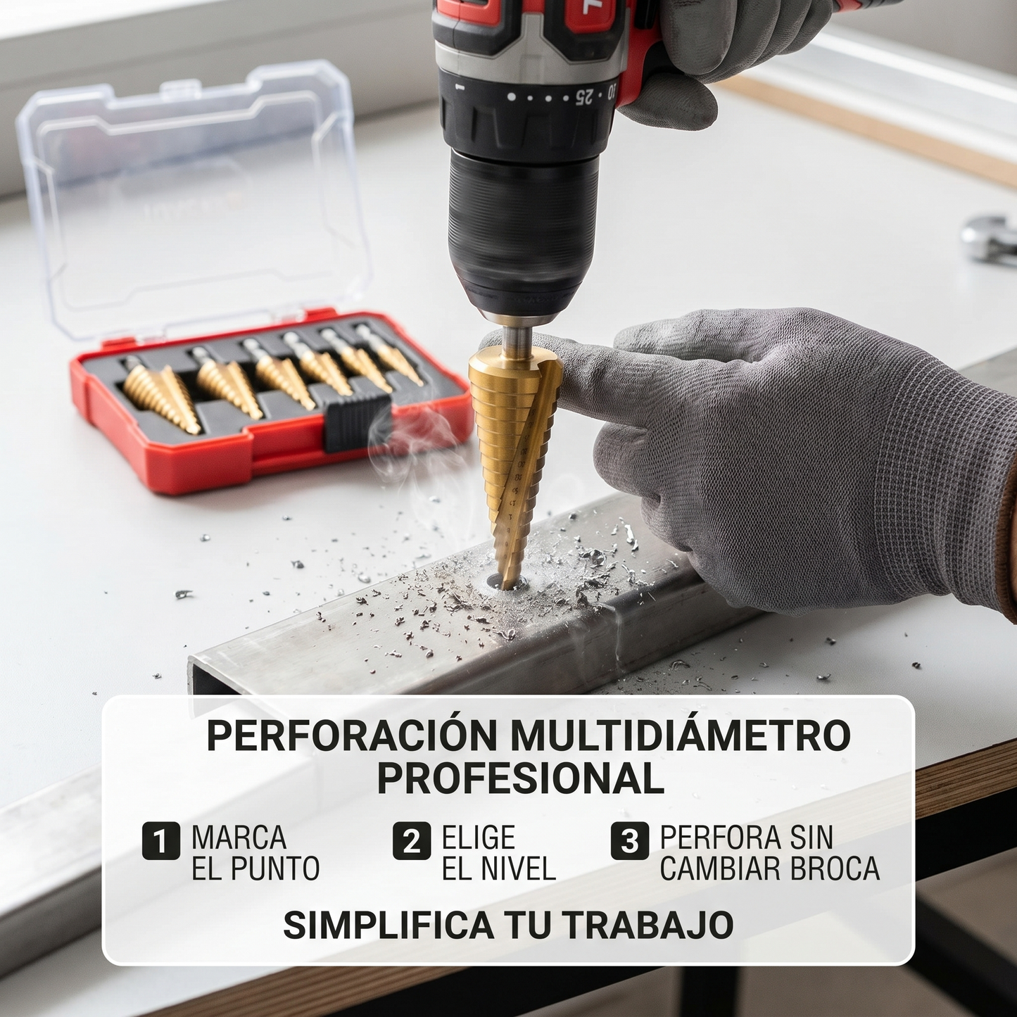 Kit Maestro Titanio Pro™ | 6 Brocas Escalonadas Para Taladro