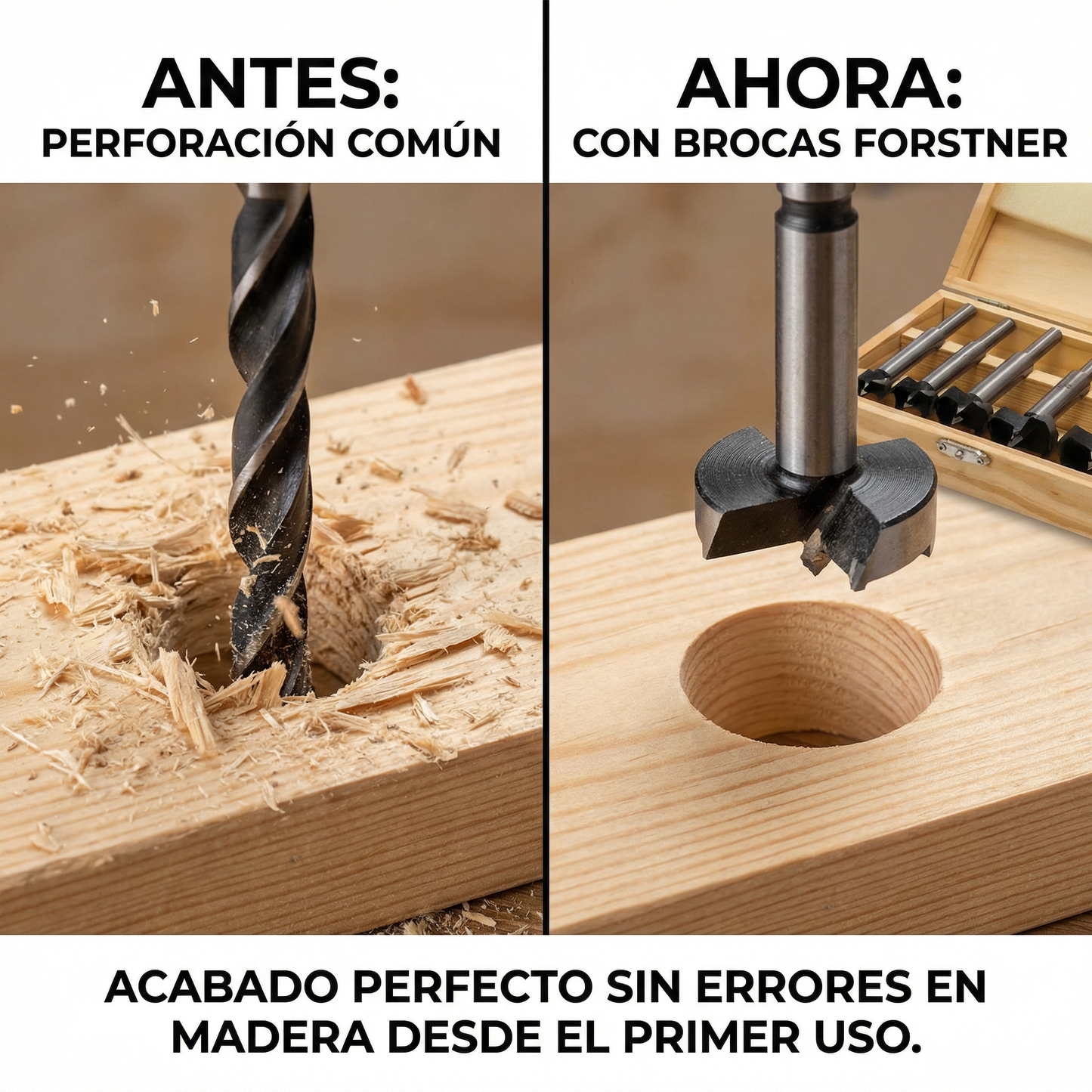 KIT 5 BROCAS FORSTNER - MADERA - ALTA PRESICION - CON ESTUCHE