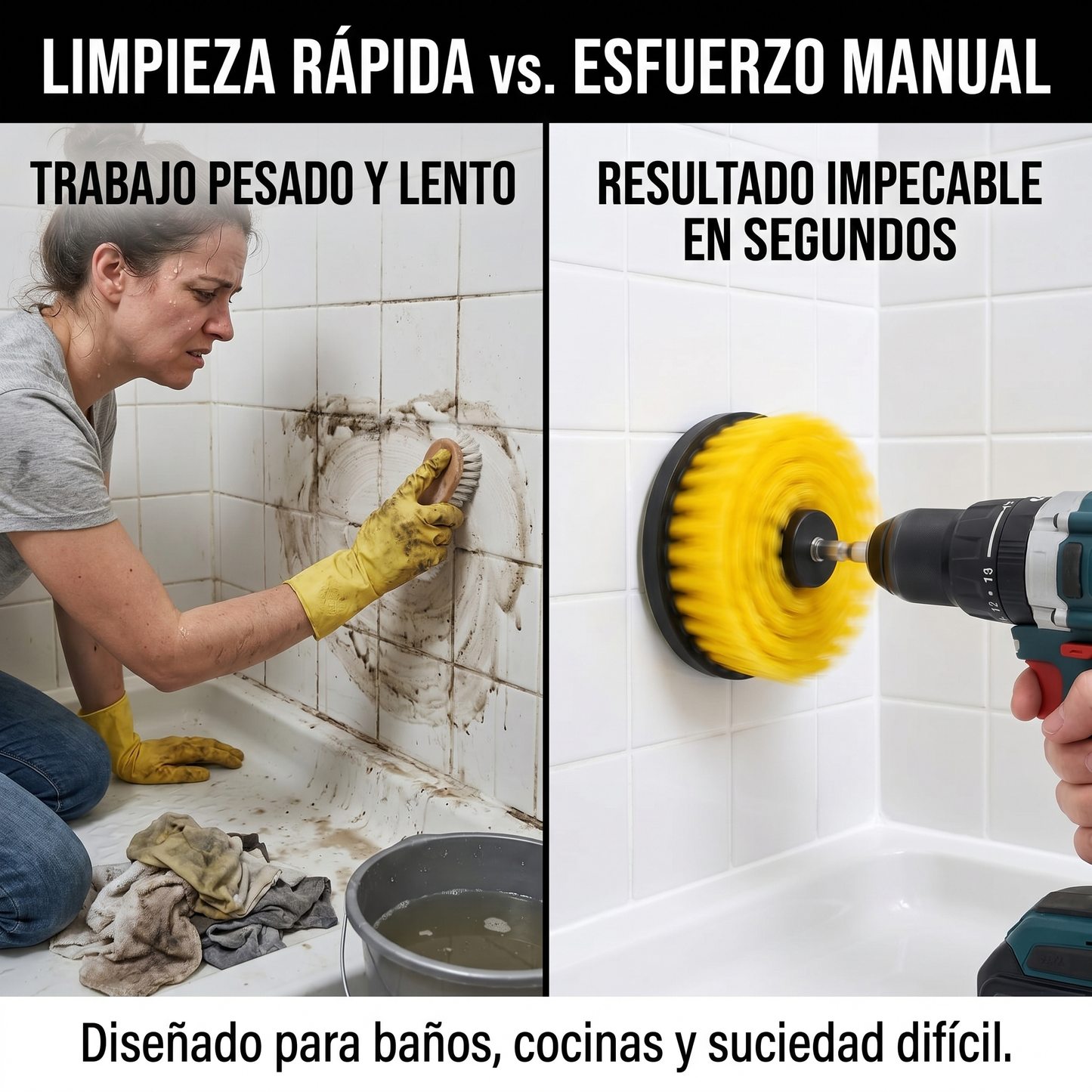 TurboBrush 4 en 1 - Set de 4 Cepillos de Limpieza para Taladro